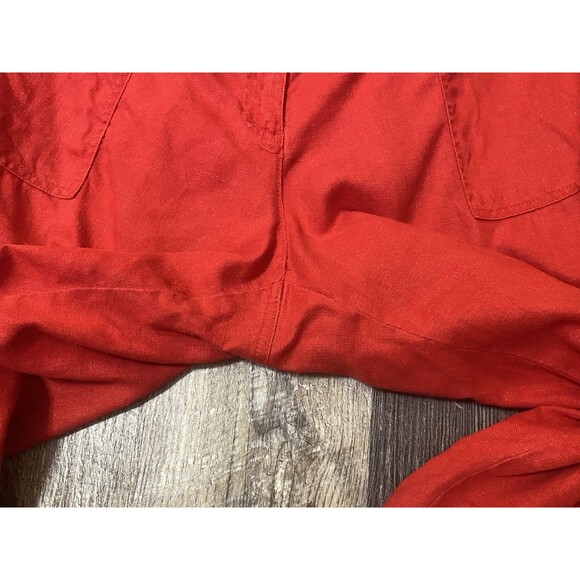 Lauren Ralph Lauren Womens Linen Crop Pants Wide Leg High Rise Red Beach Size 16 - Picture 6 of 12